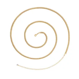 14K Gold Adjustable Sexy Waist Body Chains- 3mm Cuban
