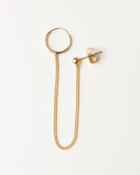 14k Gold Hoop Chained Earring