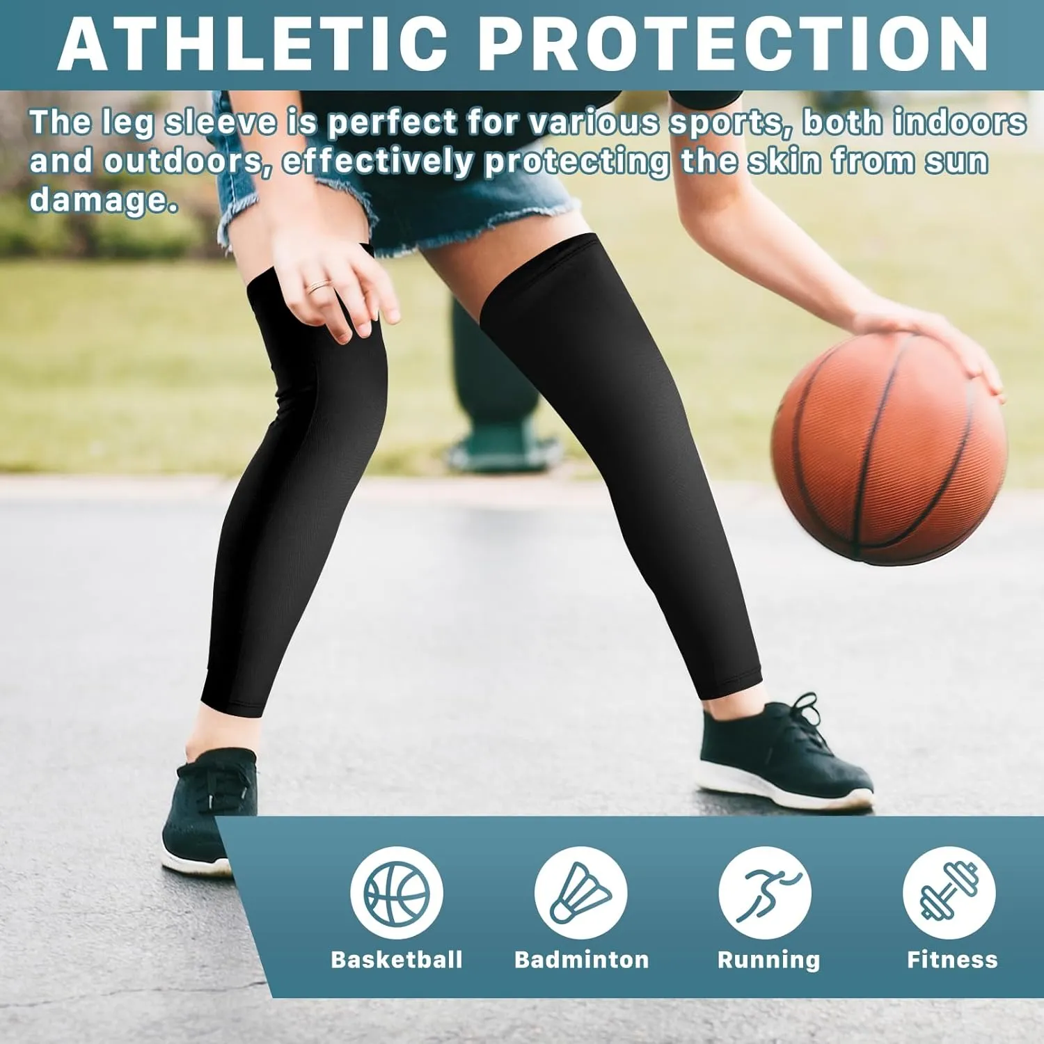3 Pairs Compression Leg Sleeves,Compression UV Leg Sleeve,Full Length Leg Sleeve for Sports Cycling,Black,Grey,White