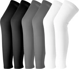 3 Pairs Compression Leg Sleeves,Compression UV Leg Sleeve,Full Length Leg Sleeve for Sports Cycling,Black,Grey,White