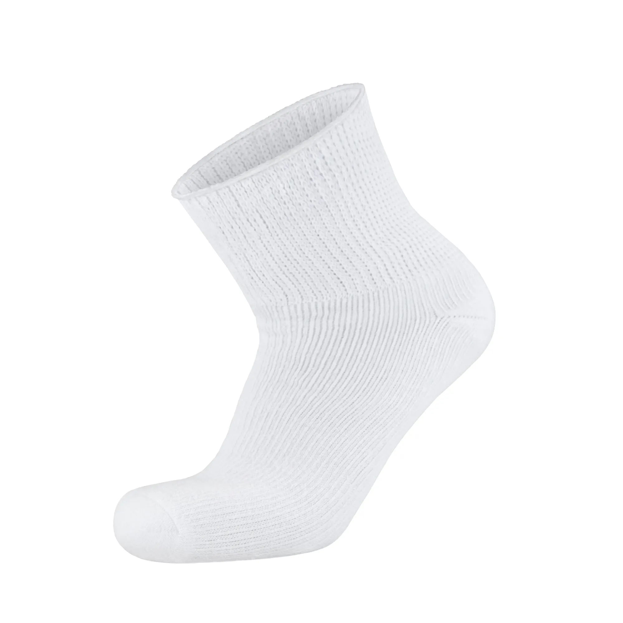 4 pairs Extra Wide Diabetic Cotton Socks, Quarter/Over-the-Ankle Medical Swollen Feet Socks (White, 10-16)