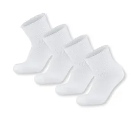 4 pairs Extra Wide Diabetic Cotton Socks, Quarter/Over-the-Ankle Medical Swollen Feet Socks (White, 10-16)