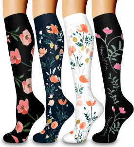 Bluemaple 4 Pack Compression Socks for Women and Men -Best Support for Medical,Running,Nursing,Athletic