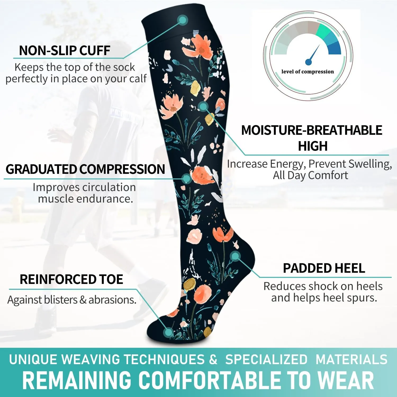 Bluemaple 4 Pack Compression Socks for Women and Men -Best Support for Medical,Running,Nursing,Athletic