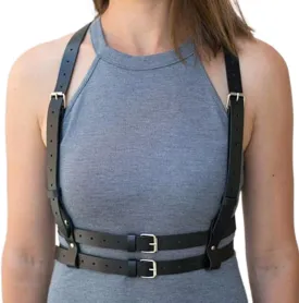 Bodiy Punk Waist Harness Belt Fashion Body Chain Black Goth Rave Adjustable Body Jewelry for Women