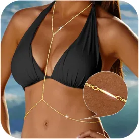 Body chain for women, Gold waist Chain, Dainty Beads Rope Layered Belly Chain Summer Beach bikini, Sexy Waist Mothers day Jewelry Accessory gifts for Women