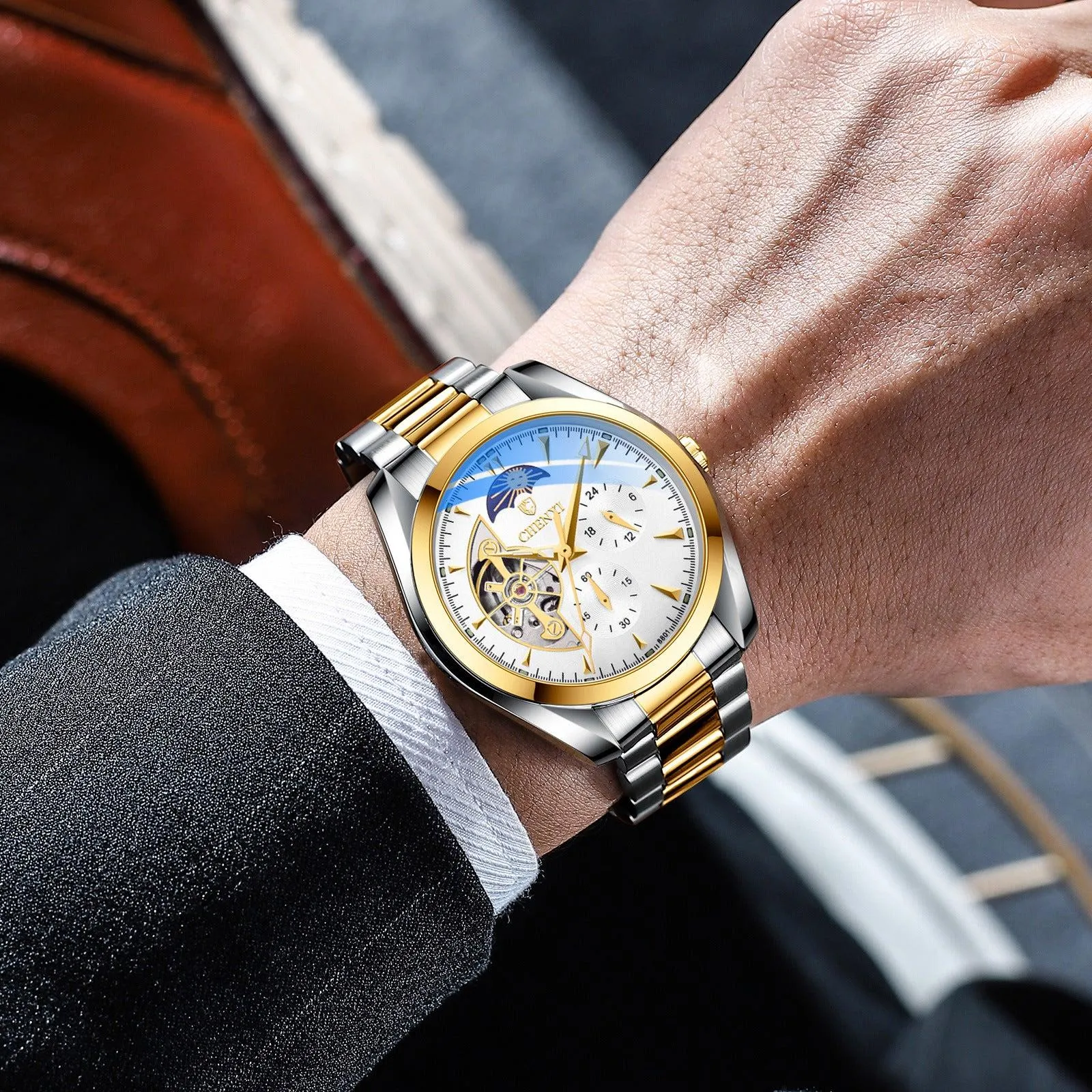 CHENXI Moonphase Automatic Mechanical Watch For Men 8801