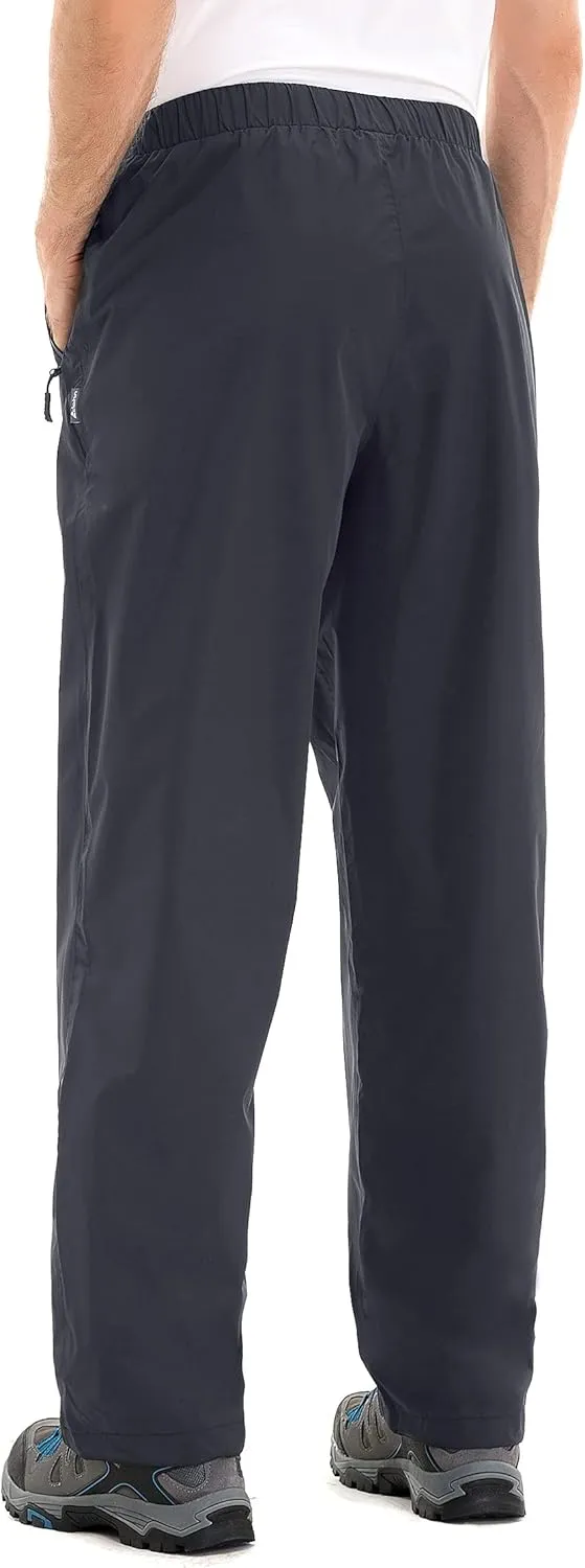 clothin Men's Waterproof Rain Pants Elastic Waist Drawstring Insulated Ski Pants with Zipper Pockets