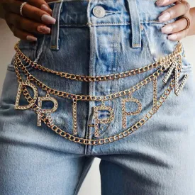 Crystal Letter Waist Chain | Custom Belly Chain | Custom Name Waist Chain | Metal Chain Belt | Women Thong Body Chain | Custom Belly Jewelry