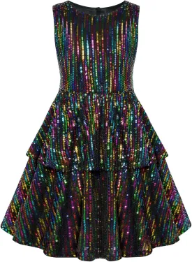Danna Belle Girls Sequin Dress Sleeveless Party Birthday Dual-Layer Dresses 5-14