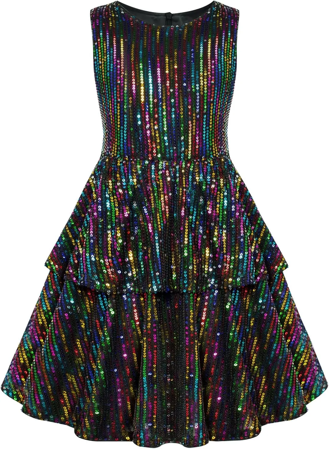 Danna Belle Girls Sequin Dress Sleeveless Party Birthday Dual-Layer Dresses 5-14