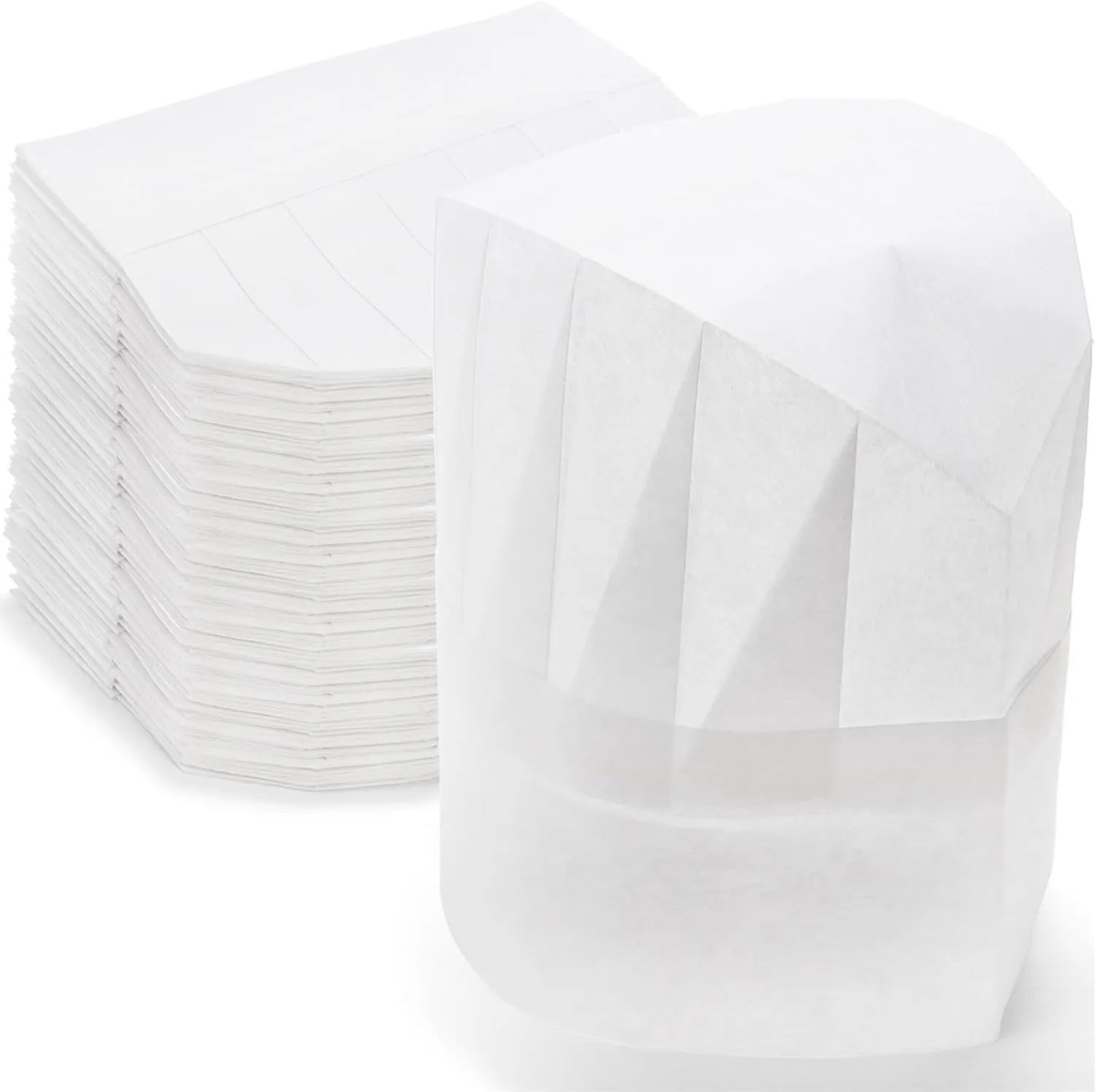 DEAYOU 60 Pack Paper Chef Hats, Non Woven Chef Hat for Baker, Child, Adult, Cooking, Kitchen White