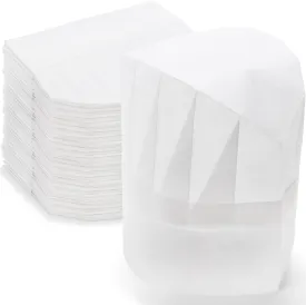 DEAYOU 60 Pack Paper Chef Hats, Non Woven Chef Hat for Baker, Child, Adult, Cooking, Kitchen White