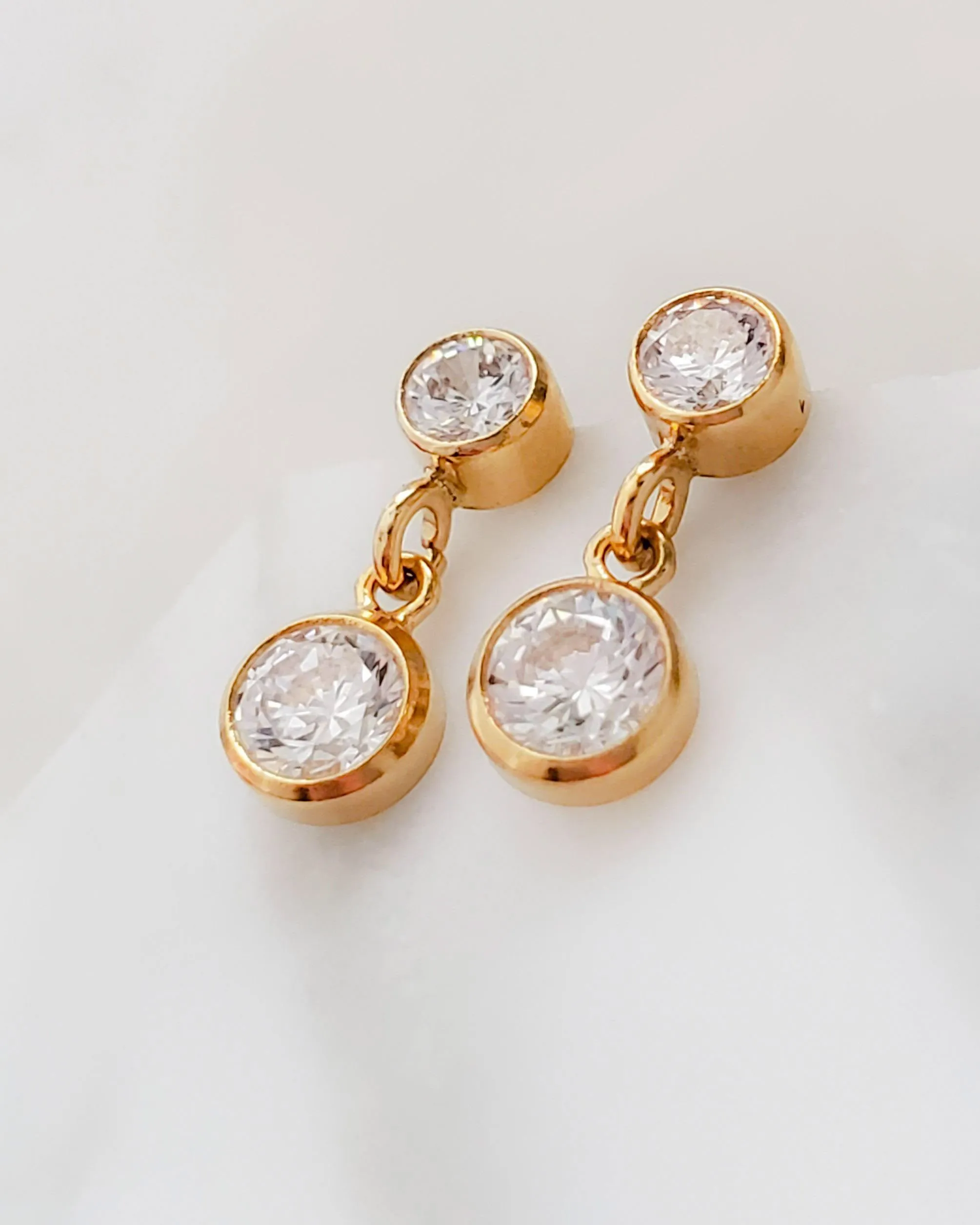 Double Diamond CZ Drop Earrings