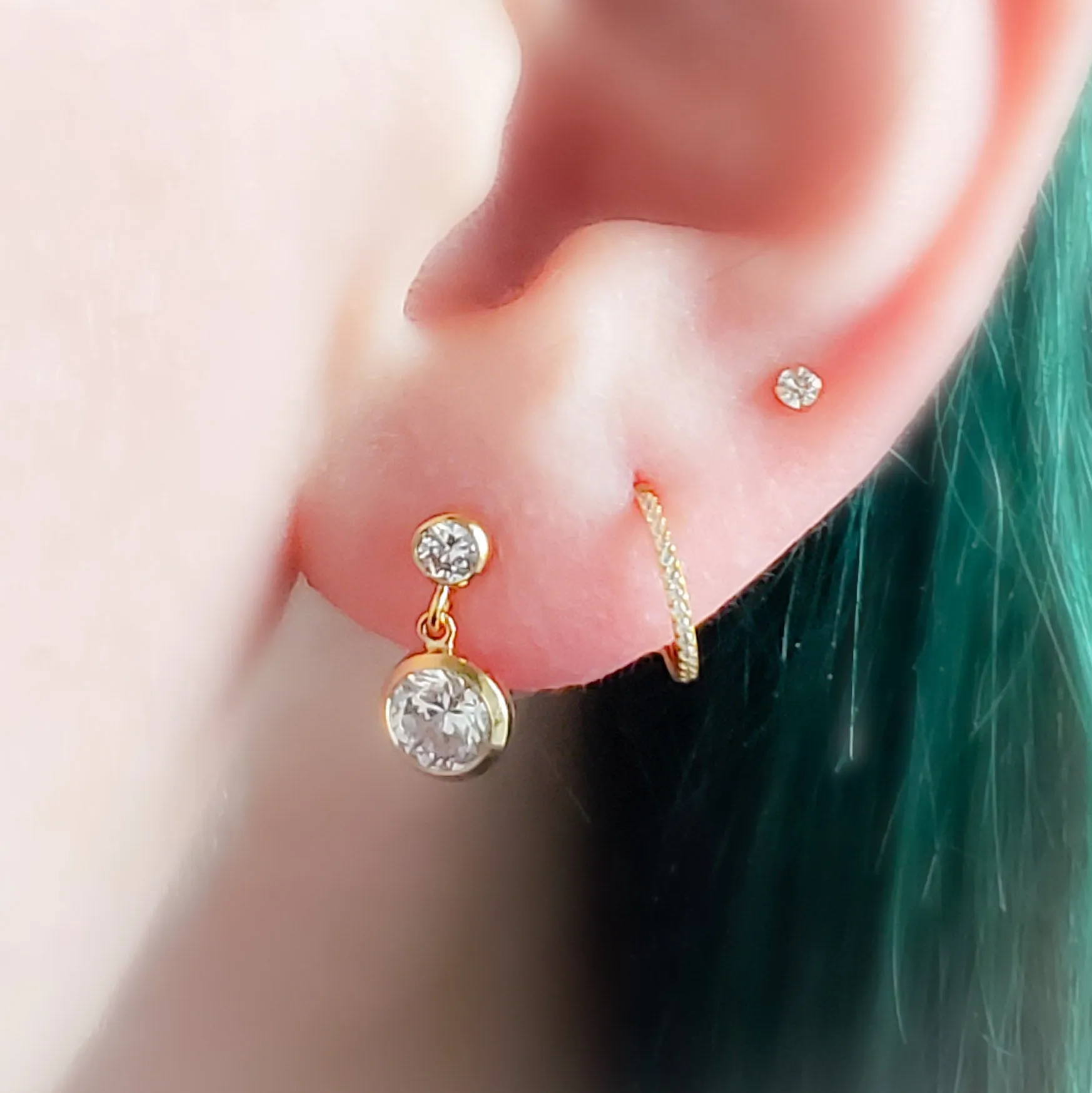 Double Diamond CZ Drop Earrings