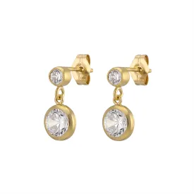 Double Diamond CZ Drop Earrings