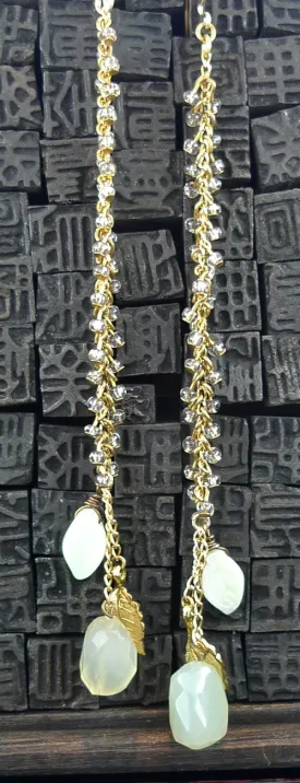Erickson Beamon Crystal Bead and Chalcedony Drop Earrings