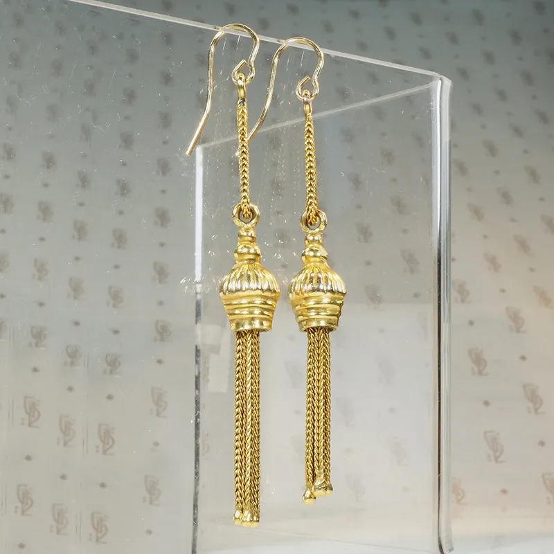 Extra Long 15ct Gold Tassel Earrings