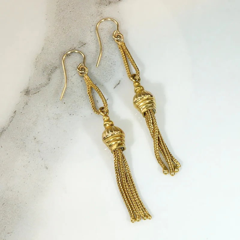 Extra Long 15ct Gold Tassel Earrings