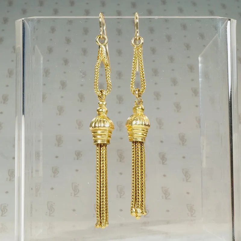 Extra Long 15ct Gold Tassel Earrings