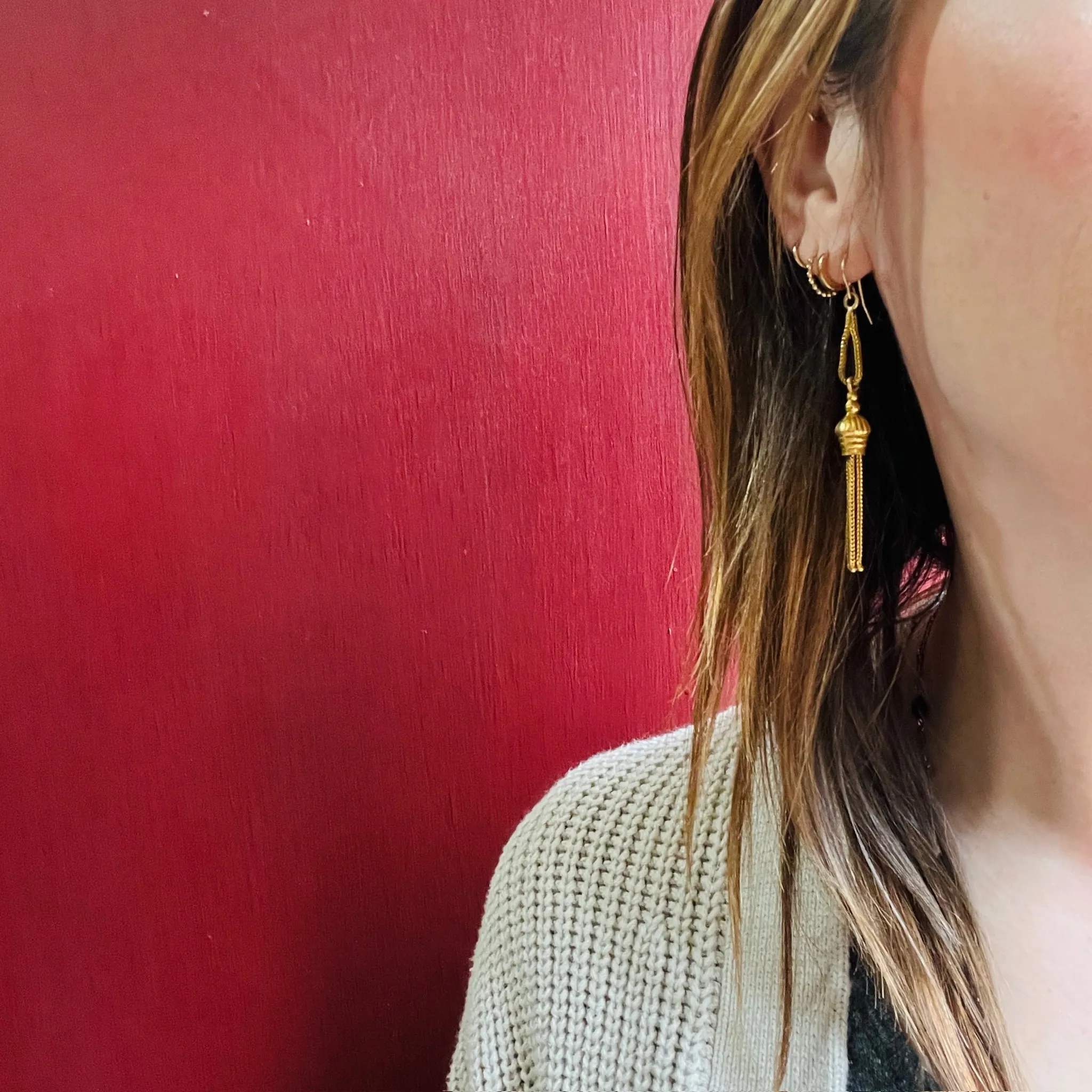 Extra Long 15ct Gold Tassel Earrings