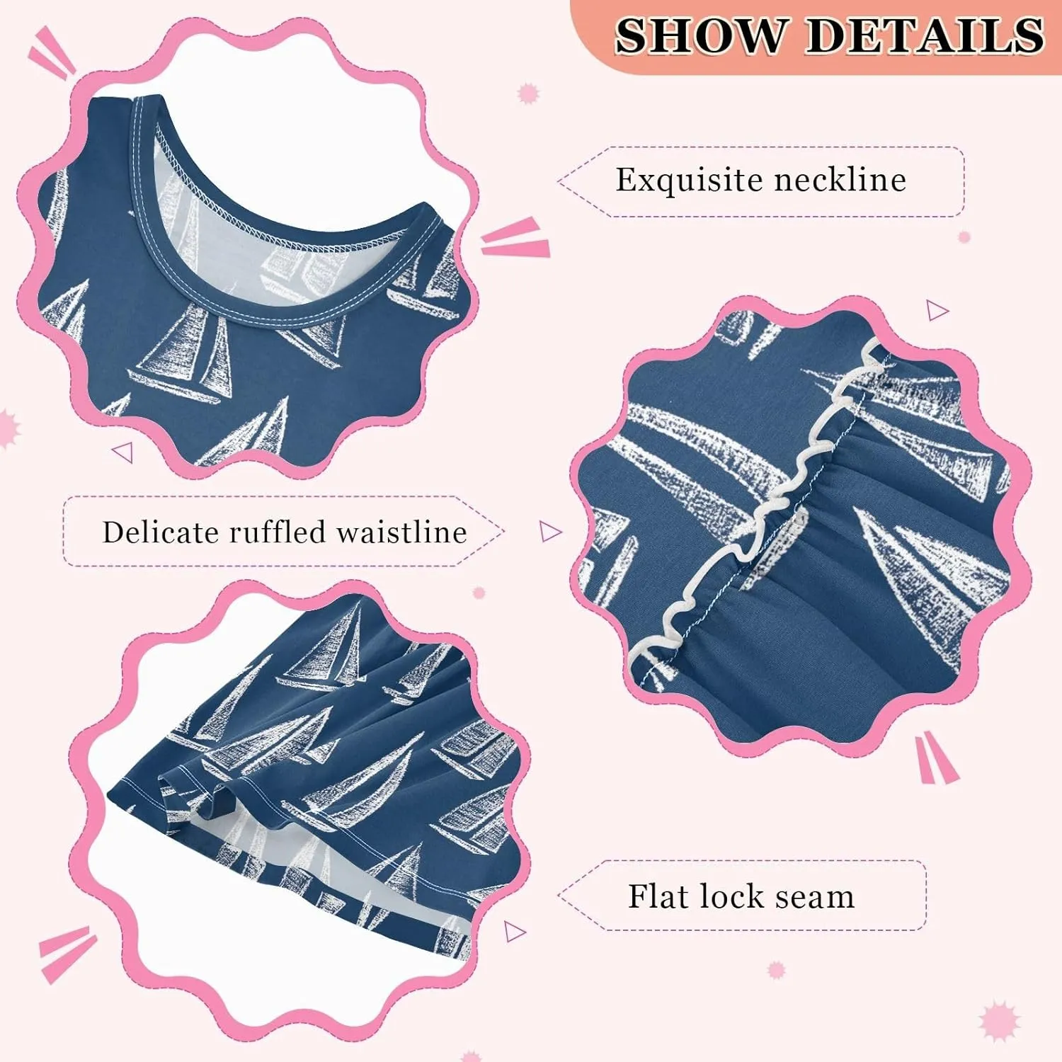 Fashion Girls Dress Cute Pattern Sleeveless Summer Casual Sundress A-line Dress 2T-8Y