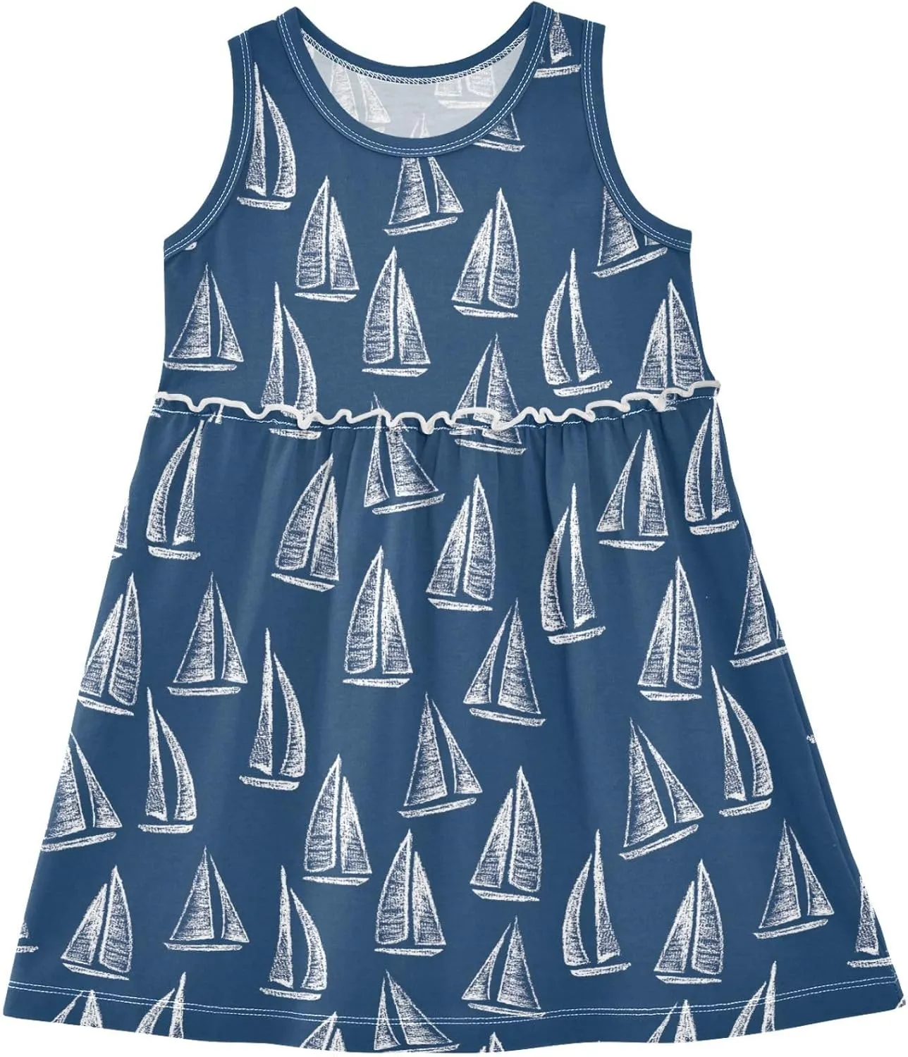Fashion Girls Dress Cute Pattern Sleeveless Summer Casual Sundress A-line Dress 2T-8Y