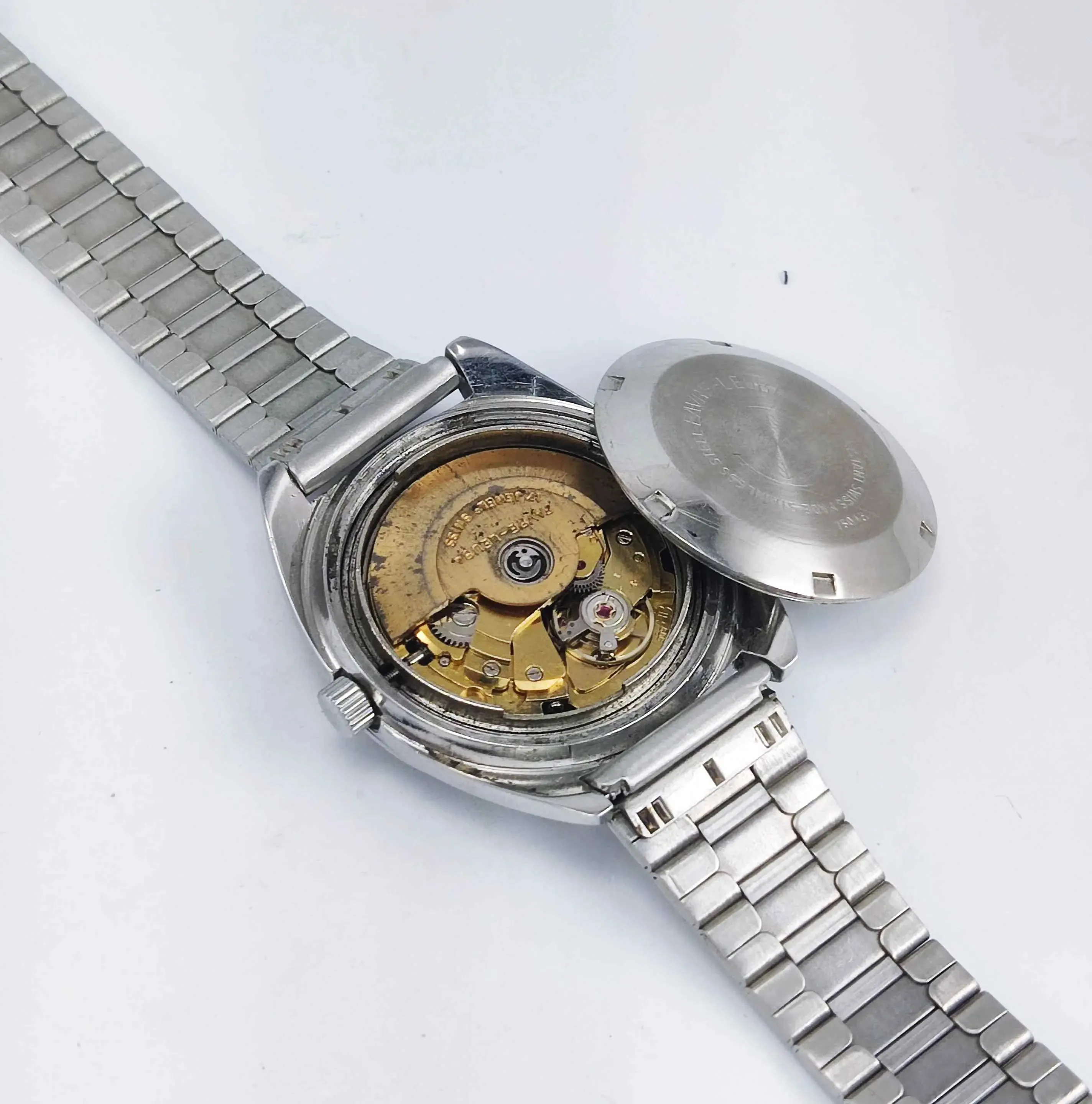 Favre Leuba Duomatic 909 Charcoal Black Dial 17 Jewels Men's Automatic Watch