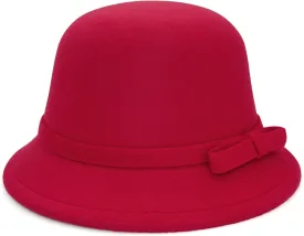 Felt Cloche Hat for Women Bowknot Fedora Bucket Hat 1920s Vintage Bowler Hats