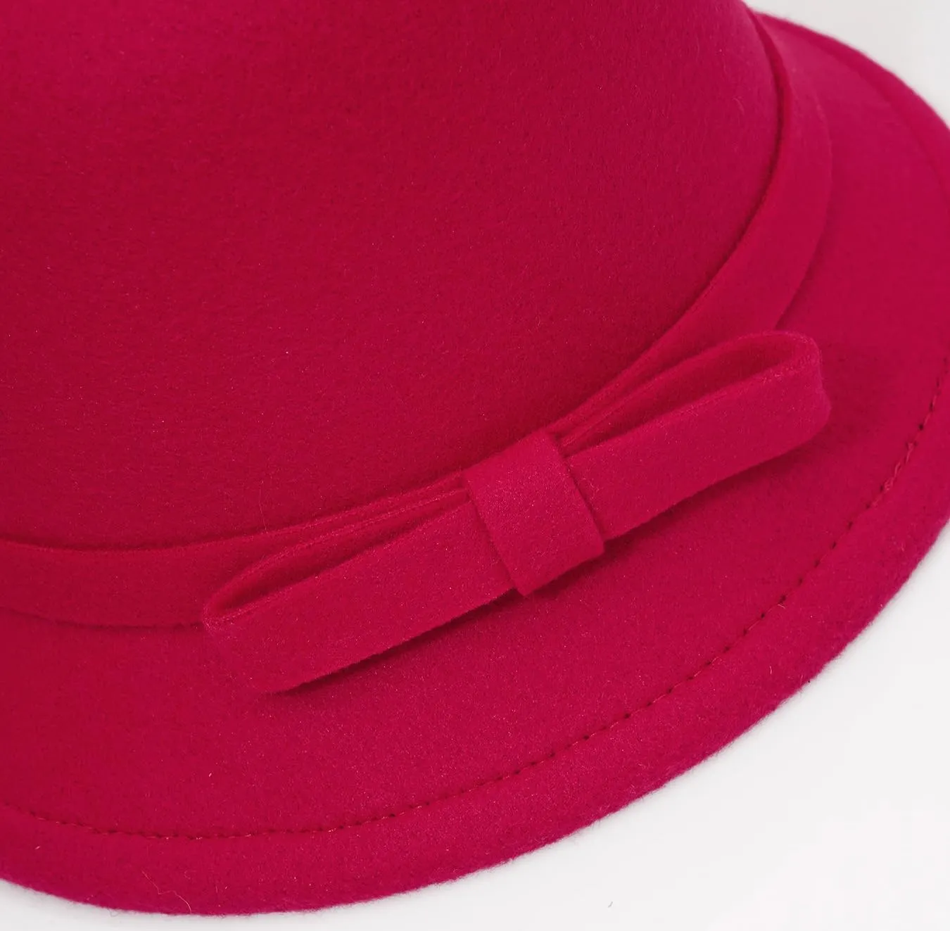 Felt Cloche Hat for Women Bowknot Fedora Bucket Hat 1920s Vintage Bowler Hats