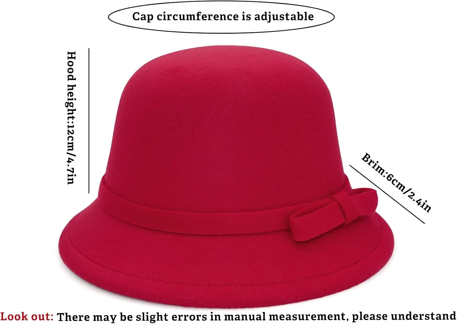 Felt Cloche Hat for Women Bowknot Fedora Bucket Hat 1920s Vintage Bowler Hats