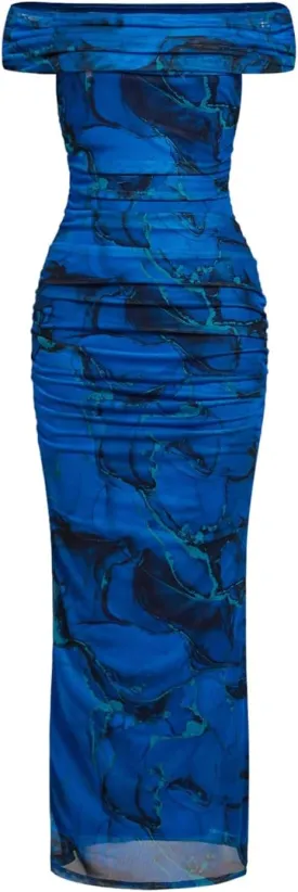 Floerns Women's Floral Print Off Shoulder Short Sleeve Ruched Bodycon Long Dress