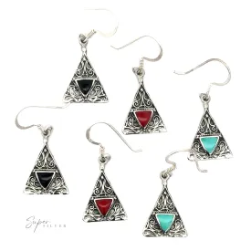 Freestyle Design Triangle Shape Inlaid Earrings