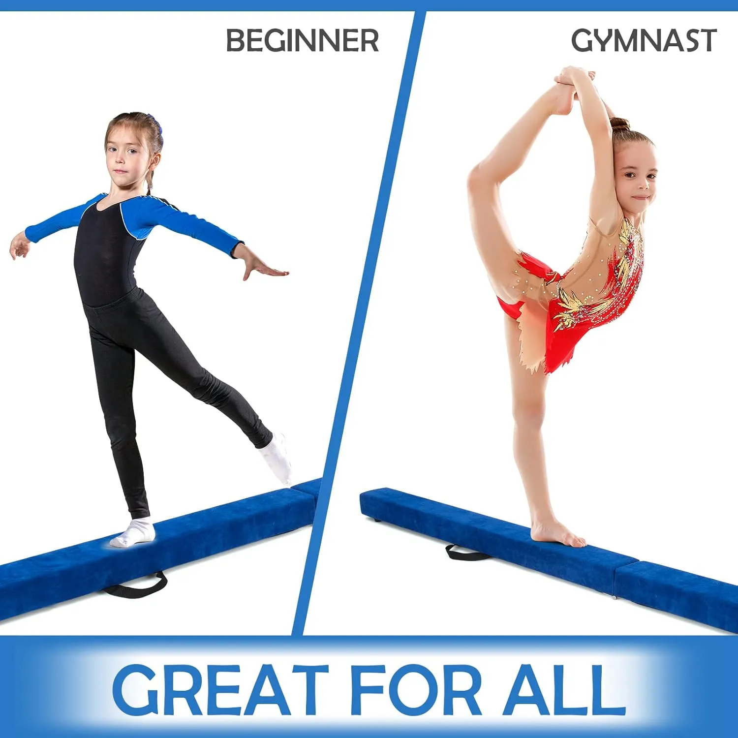 Giantex 7FT/8FT/9FT Balance Beam, Folding Gymnastics Beam w/Carry Handles, Non Slip Rubber Base for Kids, Floor Gymnastics Beam for Training, Practice & Professional Home Exercise