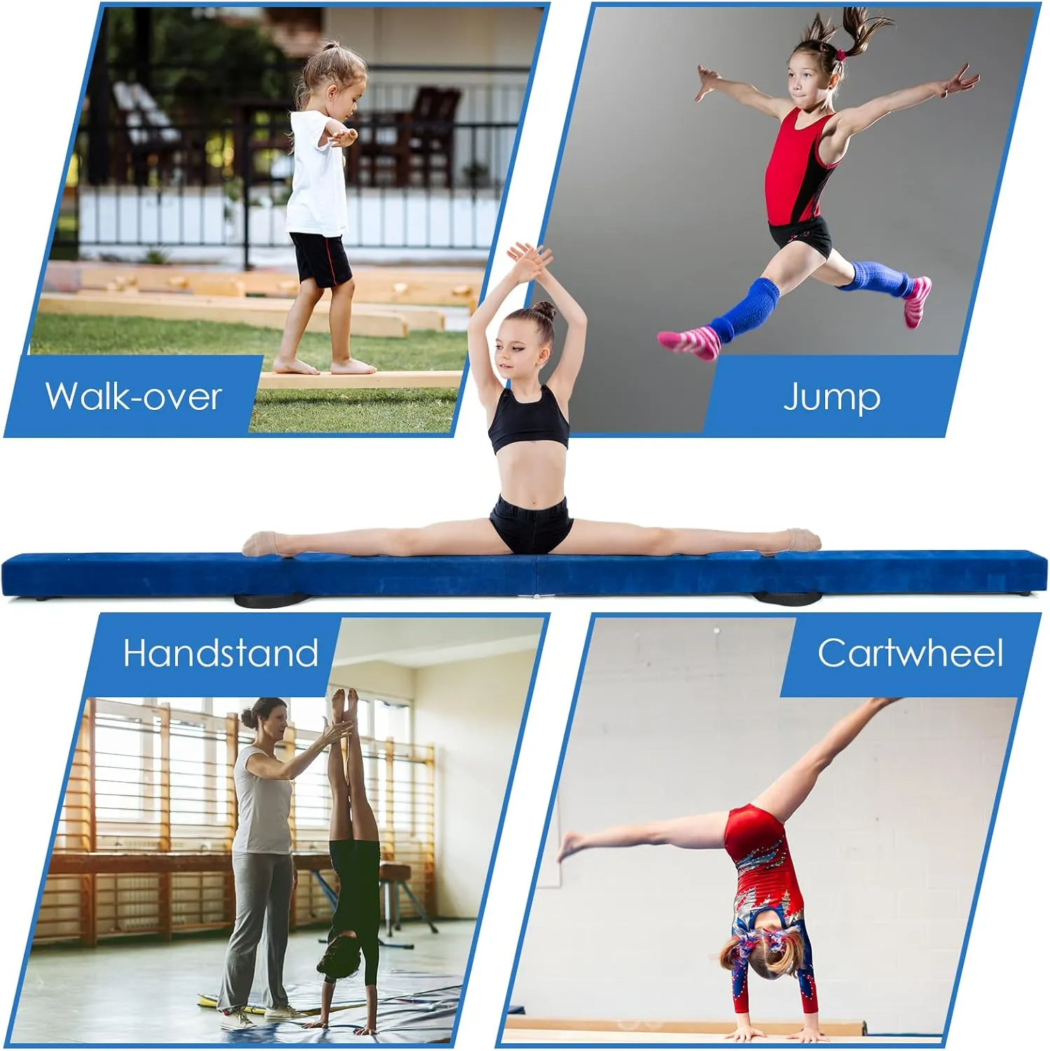 Giantex 7FT/8FT/9FT Balance Beam, Folding Gymnastics Beam w/Carry Handles, Non Slip Rubber Base for Kids, Floor Gymnastics Beam for Training, Practice & Professional Home Exercise