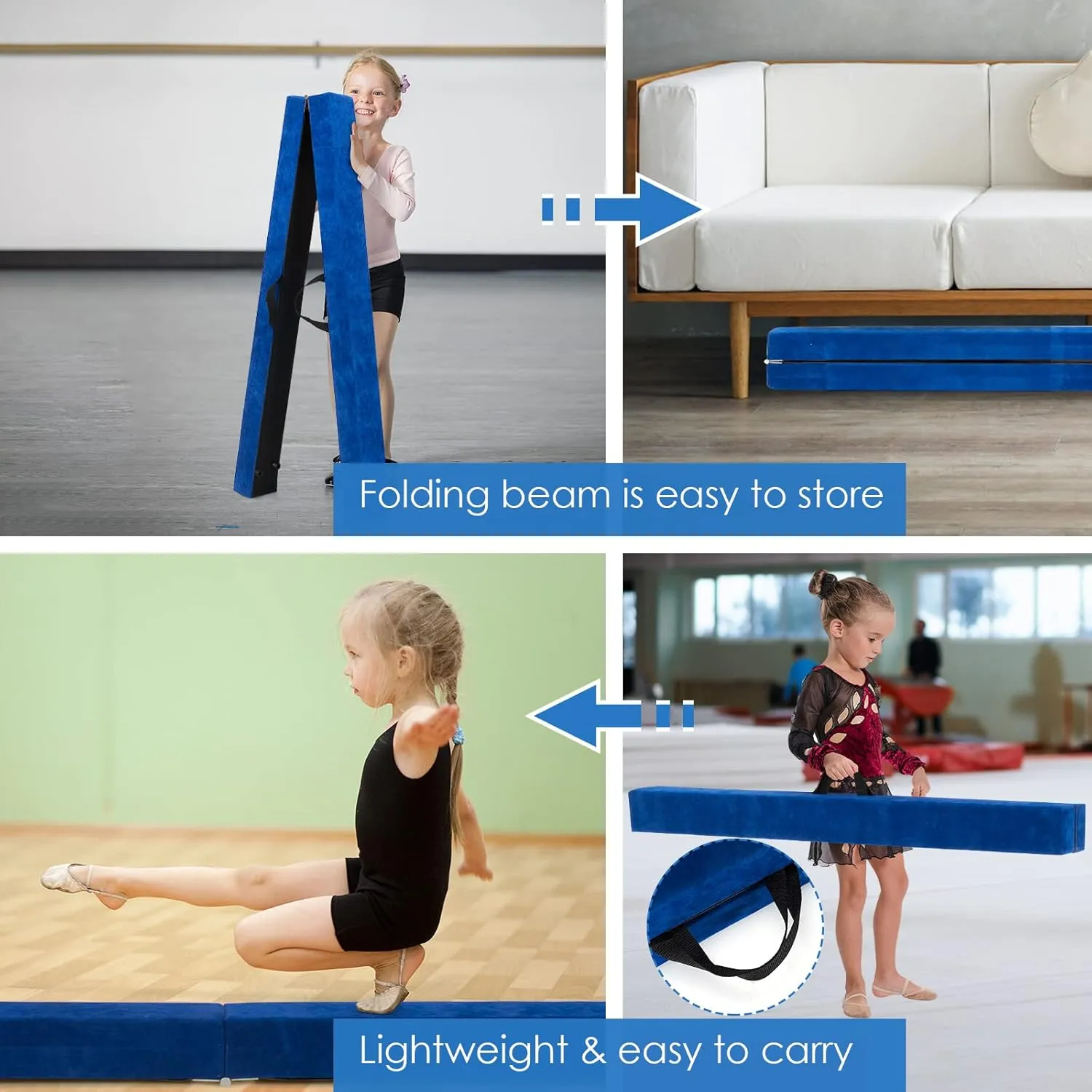 Giantex 7FT/8FT/9FT Balance Beam, Folding Gymnastics Beam w/Carry Handles, Non Slip Rubber Base for Kids, Floor Gymnastics Beam for Training, Practice & Professional Home Exercise