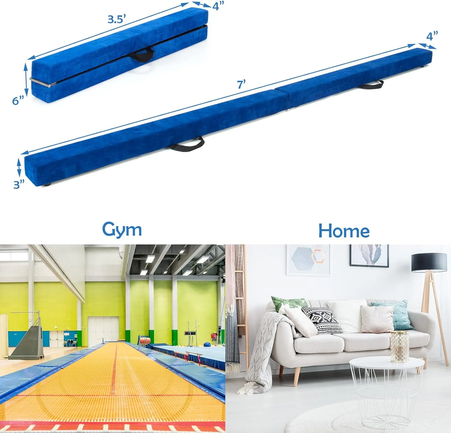Giantex 7FT/8FT/9FT Balance Beam, Folding Gymnastics Beam w/Carry Handles, Non Slip Rubber Base for Kids, Floor Gymnastics Beam for Training, Practice & Professional Home Exercise
