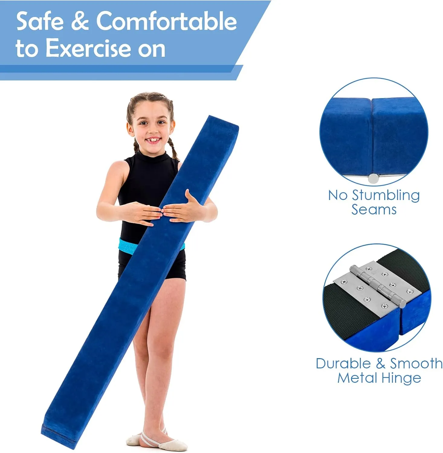 Giantex 7FT/8FT/9FT Balance Beam, Folding Gymnastics Beam w/Carry Handles, Non Slip Rubber Base for Kids, Floor Gymnastics Beam for Training, Practice & Professional Home Exercise