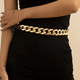 Gold and White Punk Hip Hop Thick Chain Body Chain for Women