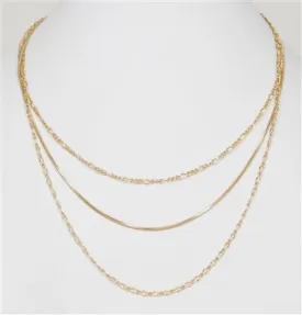 Gold Dainty Chain Triple Layered 16"-20" Necklace
