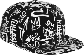 Graffiti Snapback Baseball Cap, Hip Hop Style, Adjustable Flat Bill Brim Hat, Unisex