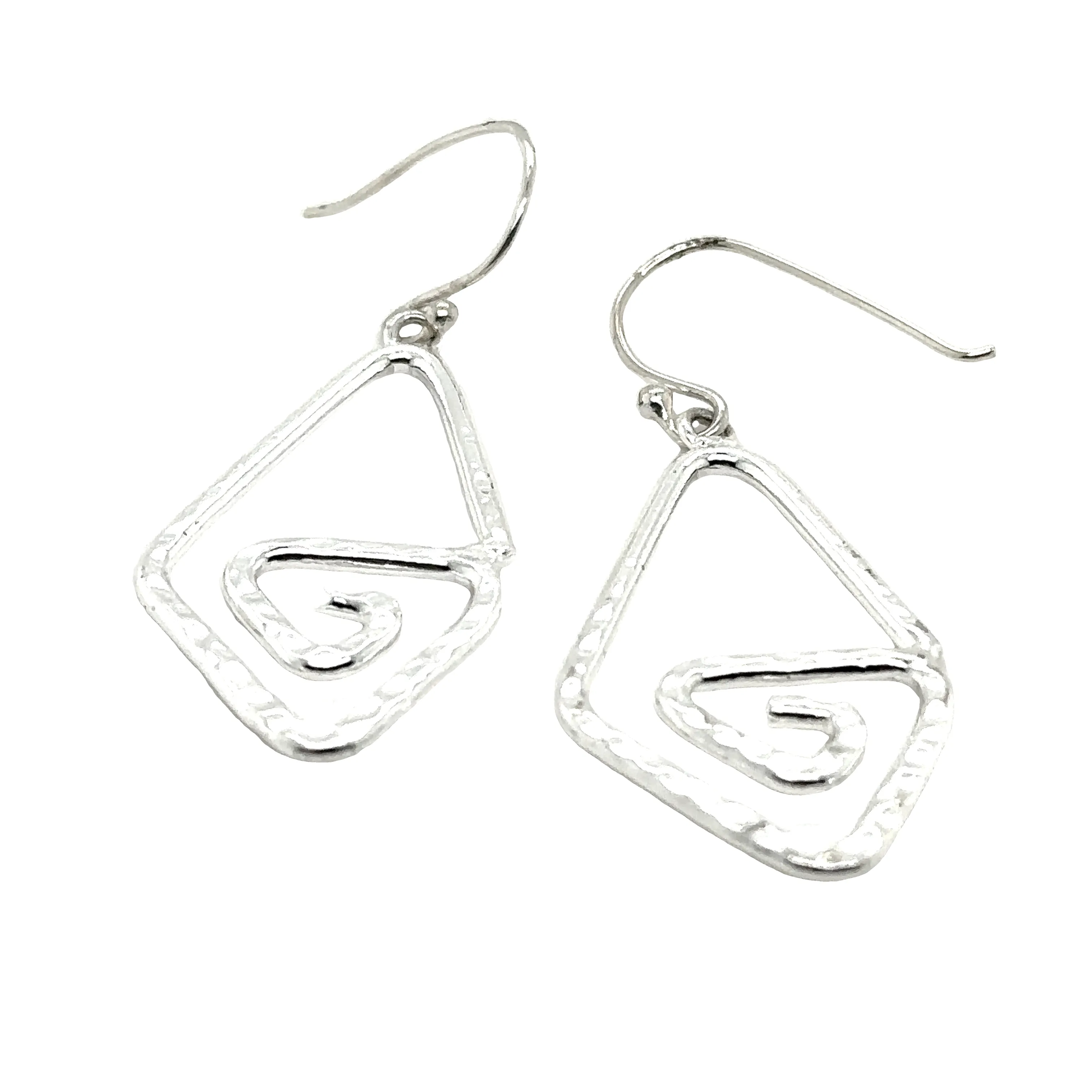 Hammered Triangle Spiral Earrings