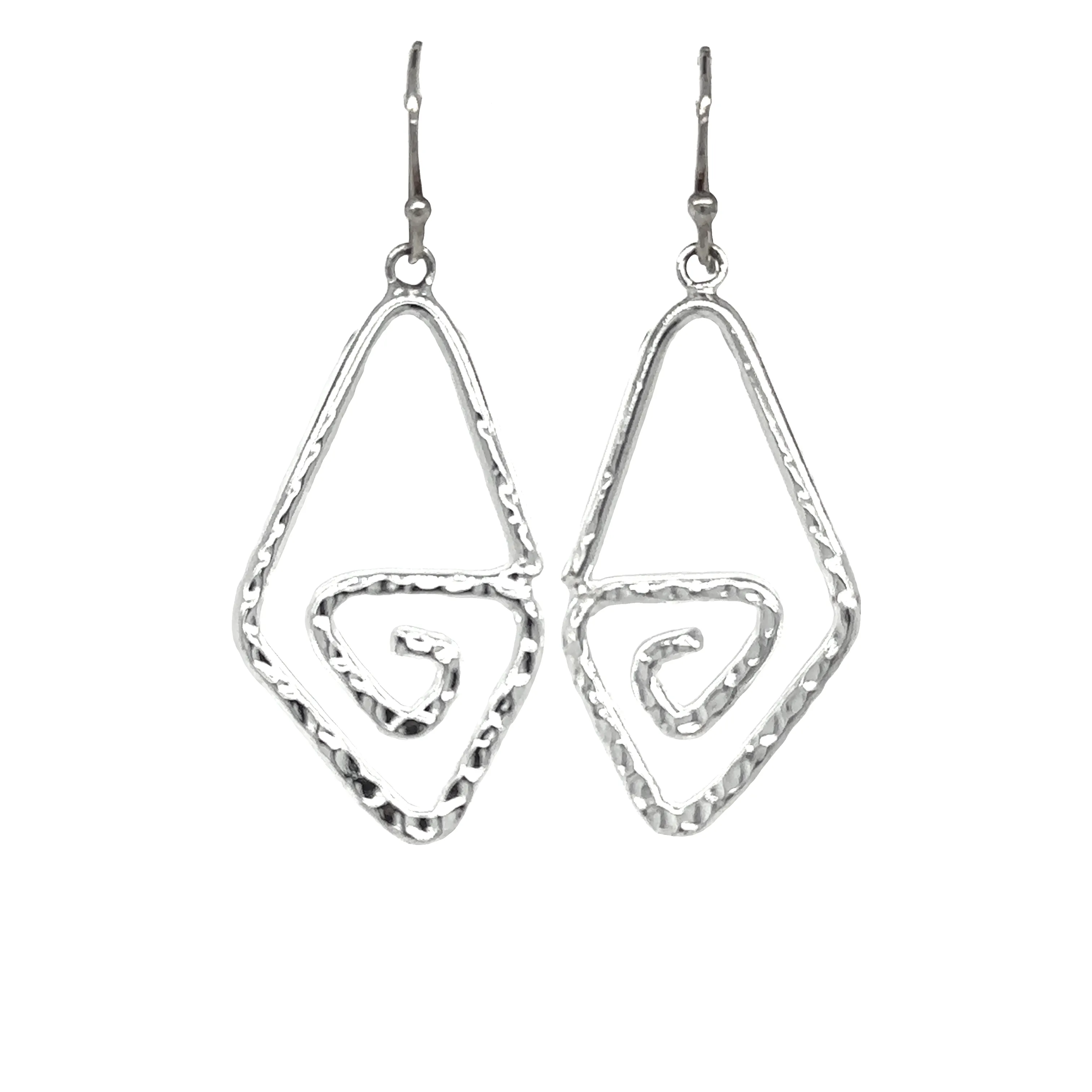 Hammered Triangle Spiral Earrings