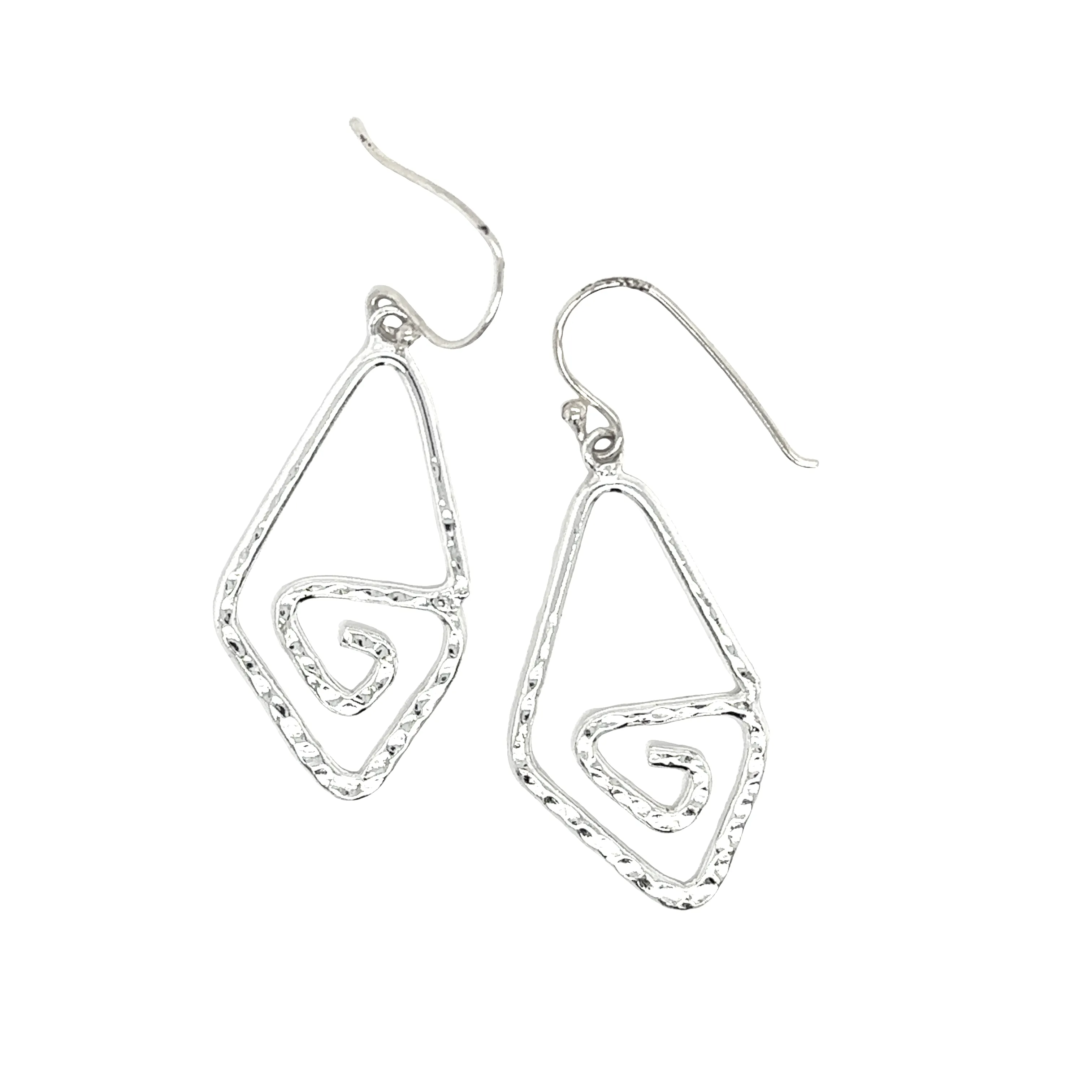 Hammered Triangle Spiral Earrings