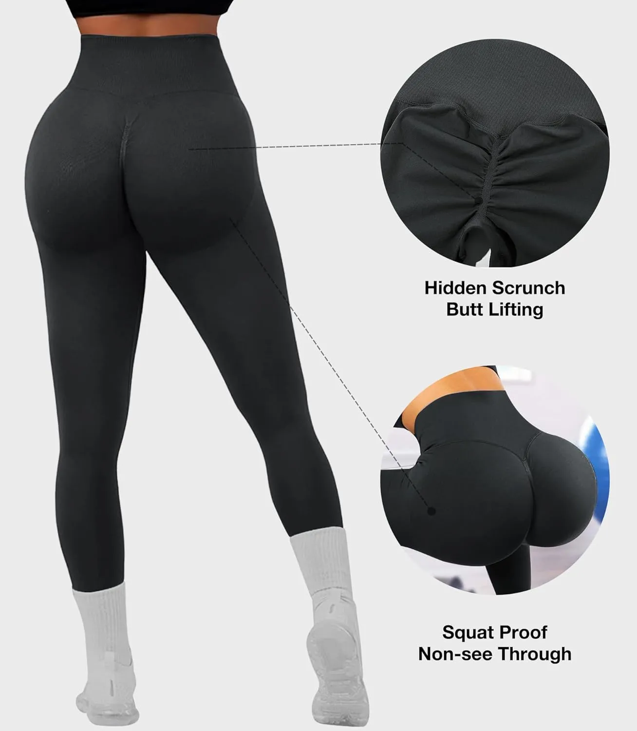 JGS1996 Hidden Scrunch Butt Lifting Leggings for Women Tummy Control High Waisted Workout Gym Seamless Impact Yoga Pants
