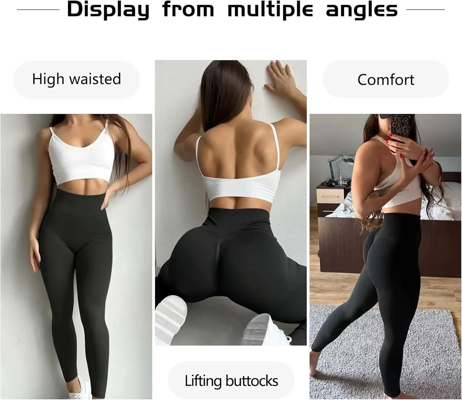 JGS1996 Hidden Scrunch Butt Lifting Leggings for Women Tummy Control High Waisted Workout Gym Seamless Impact Yoga Pants