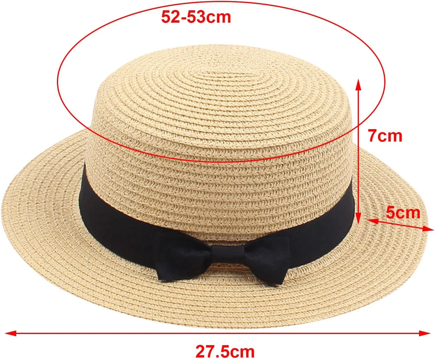 Kids Straw Hat - Summer Bow Fedora Straw Hat Wide Brim Floppy Beach Sun Hat Bucket Hat for Toddler Girls Boys