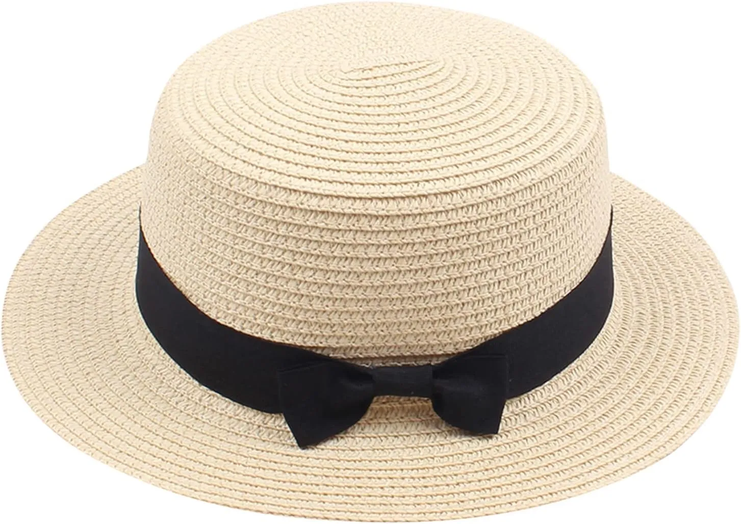 Kids Straw Hat - Summer Bow Fedora Straw Hat Wide Brim Floppy Beach Sun Hat Bucket Hat for Toddler Girls Boys