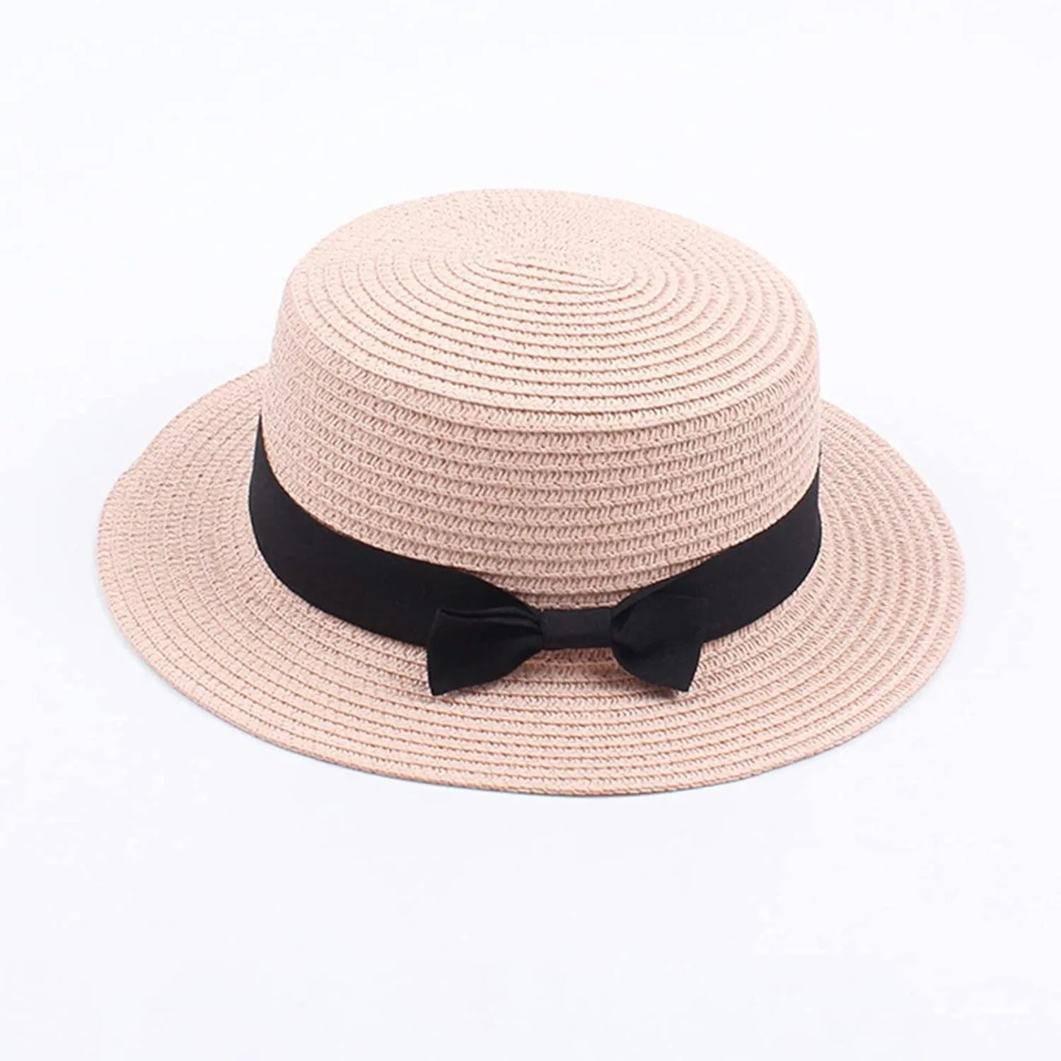 Kids Straw Hat - Summer Bow Fedora Straw Hat Wide Brim Floppy Beach Sun Hat Bucket Hat for Toddler Girls Boys