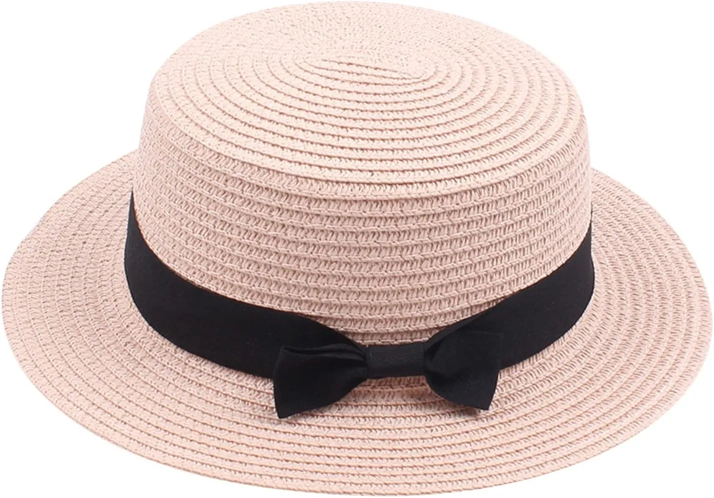 Kids Straw Hat - Summer Bow Fedora Straw Hat Wide Brim Floppy Beach Sun Hat Bucket Hat for Toddler Girls Boys
